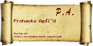 Prohaska Agád névjegykártya